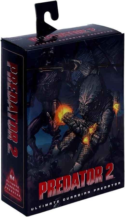Box of Predator 2 action figure with dark background