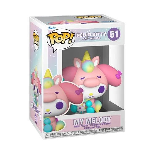 Funko Pop! vinyl figure packaging of My Melody with rainbow hair in a box
