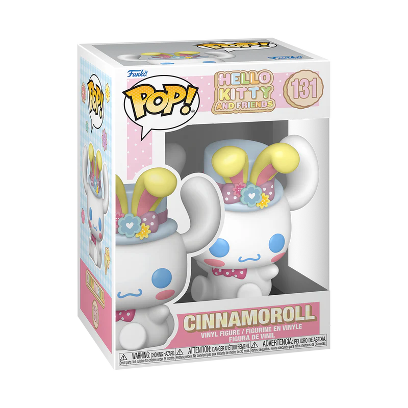 Funko Pop! vinyl figure packaging featuring Cinnamoroll from Hello Kitty and Friends on a white background.