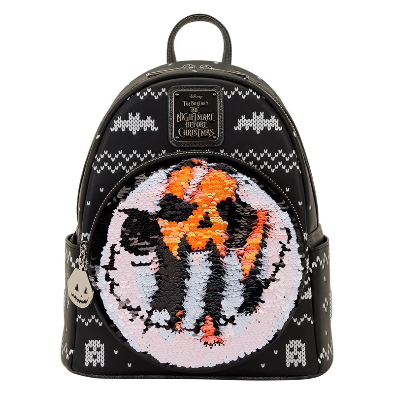 Loungefly Disney The Nightmare Before Christmas: Jack Skellington Fair Isle & Reversible Sequin Mini Backpack