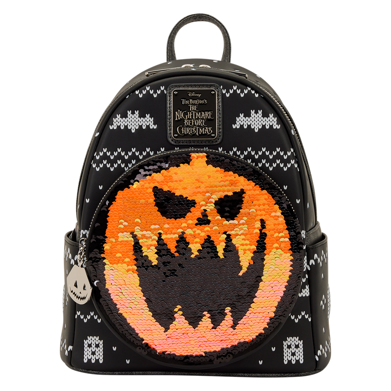Loungefly Disney The Nightmare Before Christmas: Jack Skellington Fair Isle & Reversible Sequin Mini Backpack