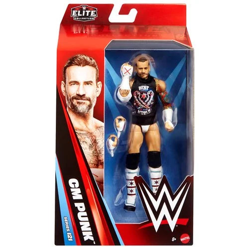 WWE Elite Collection CM Punk action figure packaging on a white background