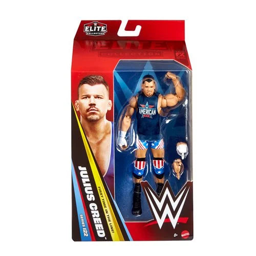 WWE Julius Creed action figure in packaging with red and blue design